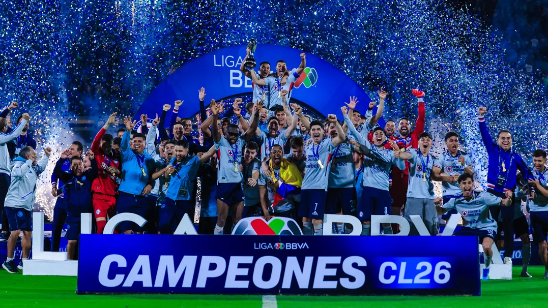 Cruz Azul players celebrate winning the Clausura 2026 Liga MX championship