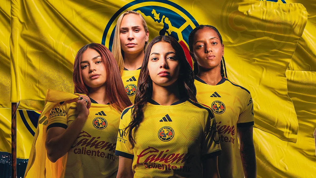 Club América players presenting the yellow 2026-27 home jersey